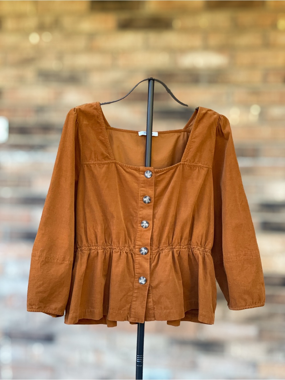 Madewell Corduroy Peplum Button Front Top XL